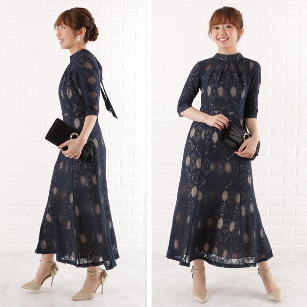 CHRISTIAN AUJARD ワンピース 幾何学模様 ハイネック 7分袖 CHRISTIAN AUJARD ワンピース 幾何学模様 ハイネック 7分袖