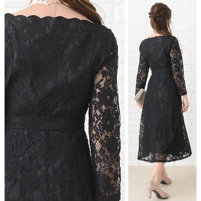 オフショルダー パーティードレス 総レース ワンピース Aライン フレアスカート 花柄 袖レース 長袖 ミディアム丈 ミモレ Szp72 レースレディース 通販 Yahoo ショッピング