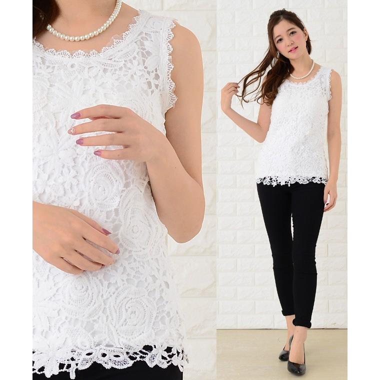 大特価 花柄モチーフレース ノースリーブ シャツ ブラウス レディース 半袖 キャミソール 大きいサイズ ３l T1 レースレディース 通販 Yahoo ショッピング