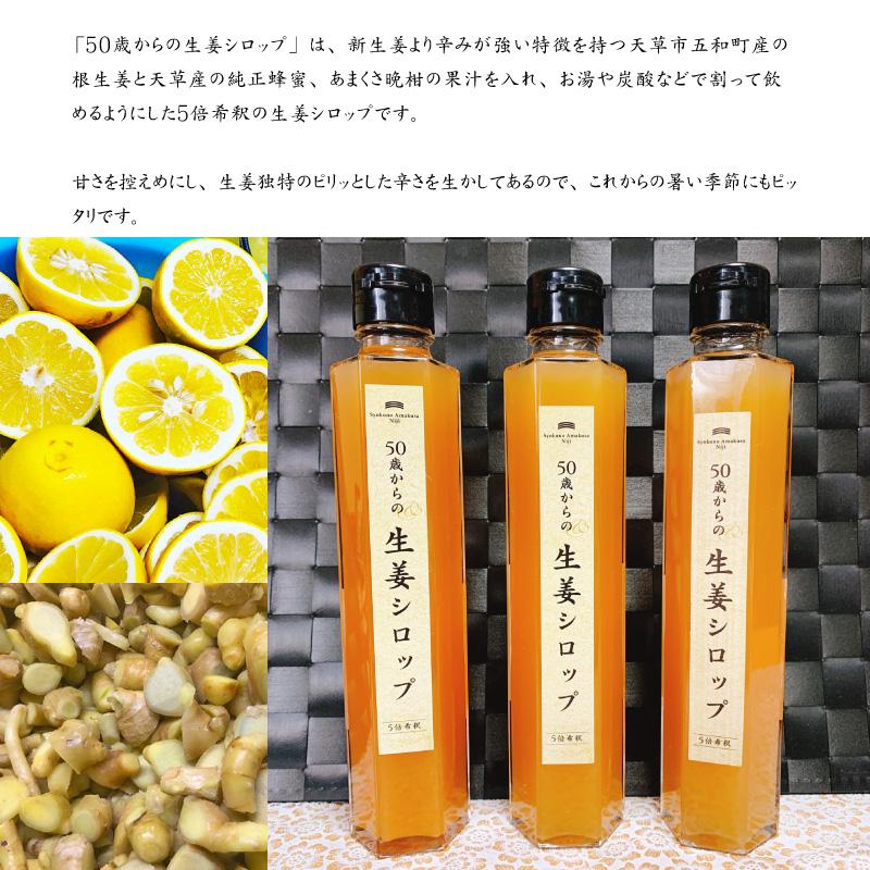 50歳からの生姜 シロップ (3本セット) 5倍希釈 果汁 炭酸 ミルク ホット 冷え性 蜂蜜 贈り物 敬老の日 暑中見舞 残暑見舞_3