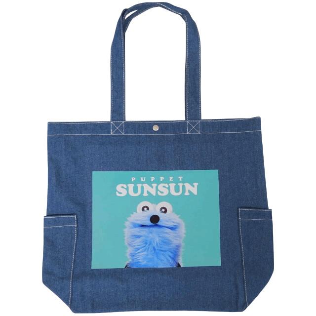GLOBAL WORK × PUPPET SUNSUN トートバッグ ワタナベ パペットスンスン PUPPET SUNSUN デニムトートバッグ ミント