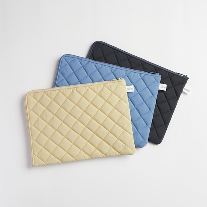 ブラックキルティングノートPCケース キルティング キルティング パソコンバッグ 無地 ノートパソコン