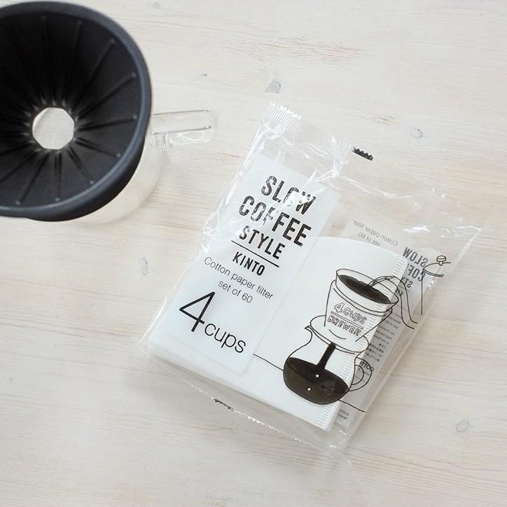 KINTO キントー SLOW COFFEE STYLE コットンペーパーフィルター 4cups 60枚入 ホワイト｜mercato-y