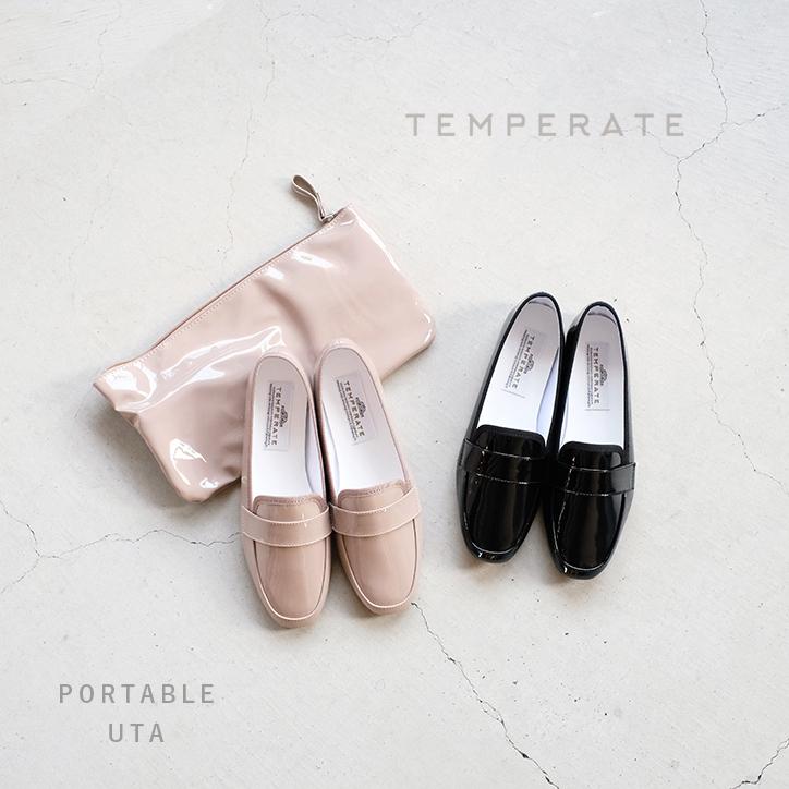 FORME ローファー　ブラック レインシューズ ストラップ付き TEMPERATE テンパレイト UTA レインシューズ スリッポン ポータブル
