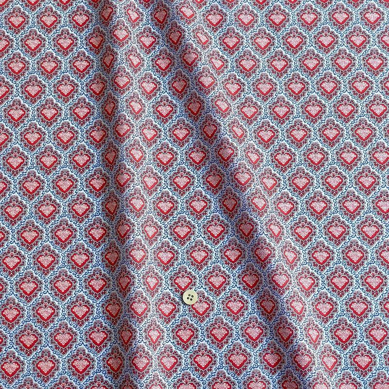 LIBERTYリバティプリント 国産タナローン生地【2022SS】＜King of Hearts＞(キングオブハーツ)【レッド】3632107