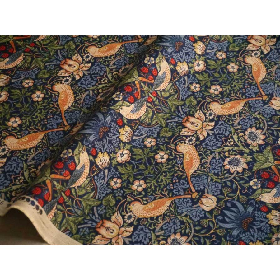 moda(モダ)William Morris ウィリアムモリス オックス生地Strawberry Thief(ストロベリー・スィーフ)いちご泥棒MULTIC BLUE(マルチックブルー)8176-44T｜merci-fabric｜02