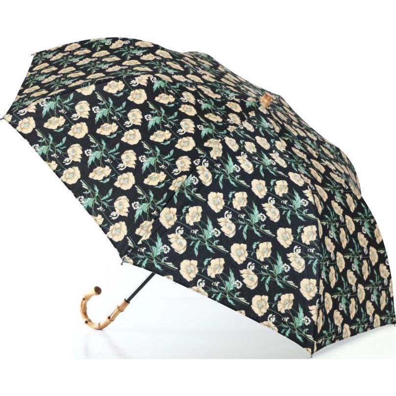 Libertyリバティプリントを使った晴雨兼用折り畳み傘パラソル 日傘 Poire ポワレ Bkブラック リバティプリントショップmerci 通販 Yahoo ショッピング
