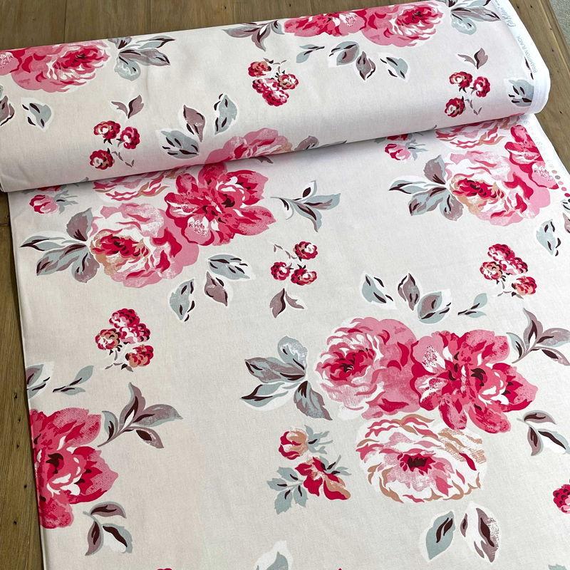 Cath Kidston キャスキッドソン 生地 コットンファブリック＜Brampton Bunch Raspberry＞(ブランプトンバンチ