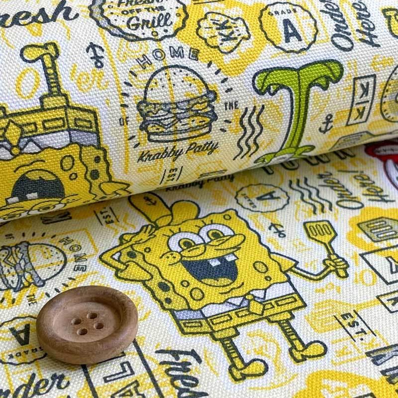 スポンジボブ グラブ柄 オックス イエロー グレー キャラクター 入園入学通園通学 レッスンバッグ シューズバッグ 手作り G 2565 G 2565 リバティプリントショップmerci 通販 Yahoo ショッピング