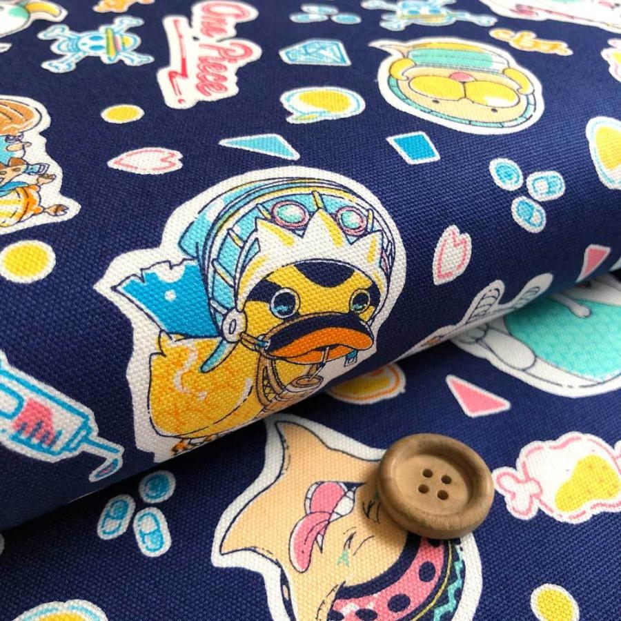 One Pieceワンピース オックス生地 ネイビー ブルー クリーム アニメ キャラクター 入園入学通園通学 G 3039 G 3039 リバティプリントショップmerci 通販 Yahoo ショッピング
