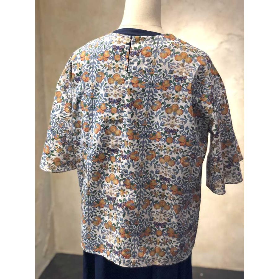 LIBERTY.（リバティ） リバティプリント 半袖ブラウス シャツ クルー 