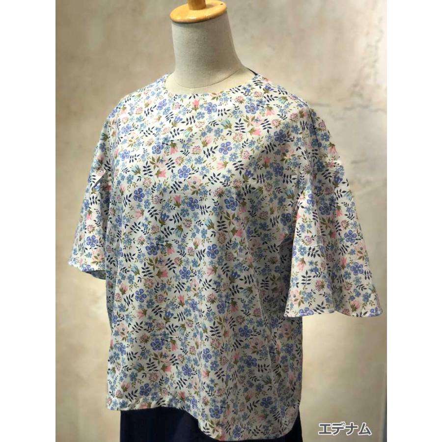 新品未使用　coupole　半袖リバティブラウス　リバティシャツ　タナローン LIBERTY. リバティプリント 半袖ブラウス シャツ クルーネック