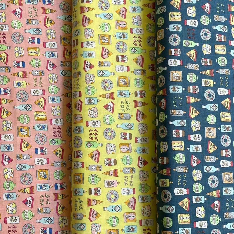 ちびレトロ 駄菓子柄 アイスクリーム シーチング生地 ピンク イエロー ネイビー スイーツ ヨーグルト キャラクター 入園入学通園通学 Yka 110 2 Yka 110 2 リバティプリントショップmerci 通販 Yahoo ショッピング