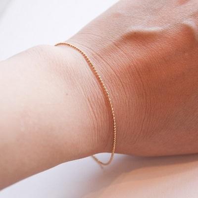 ブレスレット チェーン カットボール 18金 1.0mm幅 15cm 16cm 17cm  