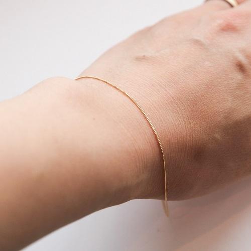 ブレスレット チェーン ベネチア 18金 0.6mm幅 15cm 16cm 17cm 18cm
