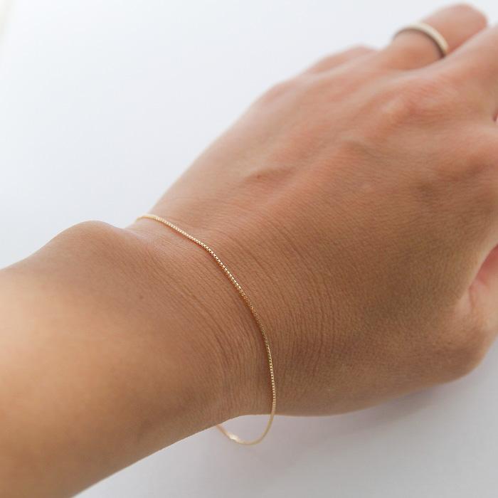 ブレスレット チェーン ベネチア 18金 0.7mm幅 15cm 16cm 17cm ブレスレット チェーン ベネチア 18金 0.7mm幅 15cm 16cm 17cm