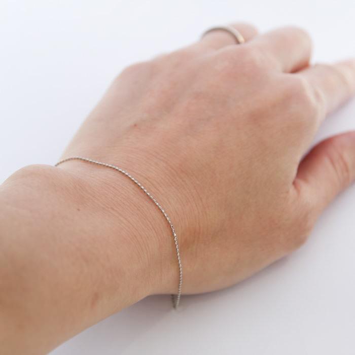 ブレスレット チェーン カットボール プラチナ Pt850 0.8mm幅 15cm