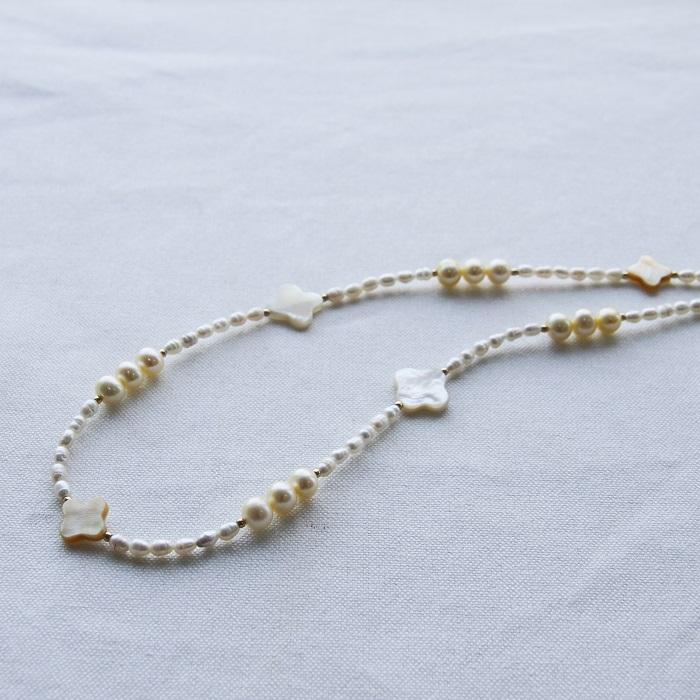 本真珠ネックレス パール蝶モチーフロングネックレス 80cm 9-10mm