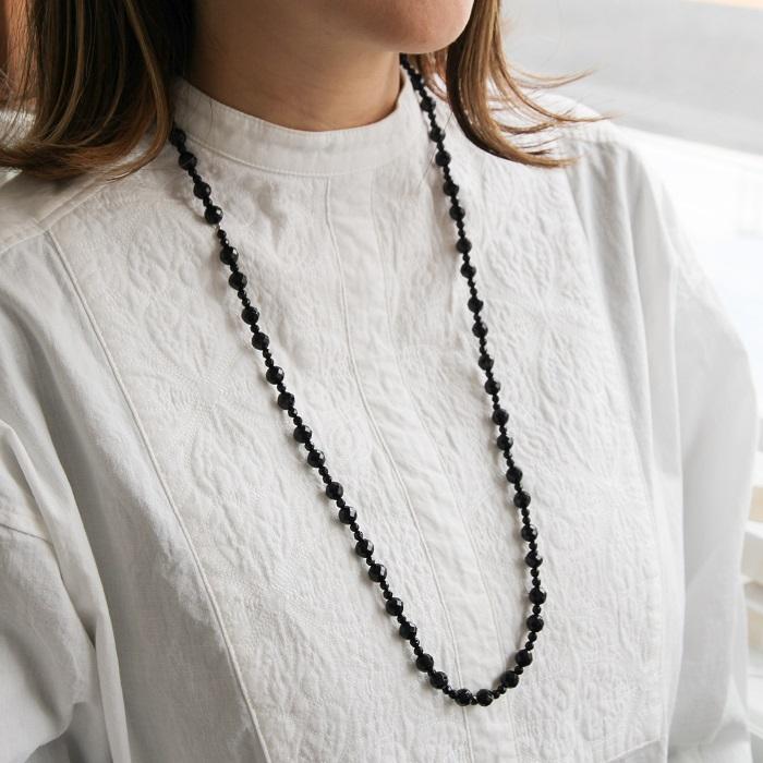 ロングネックレス ブラック オニキス レディース 80cm 100cm 120cm 64
