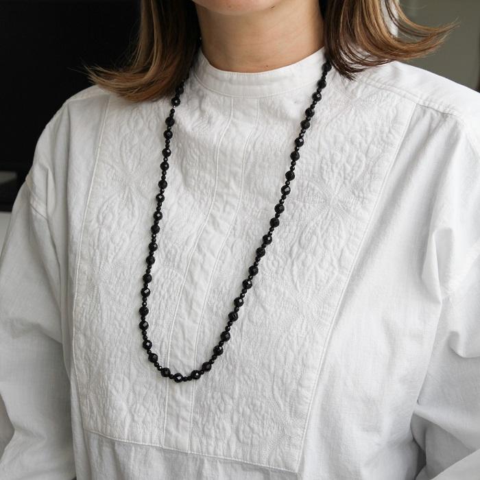 ロングネックレス ブラック オニキス レディース 80cm 100cm 120cm 64