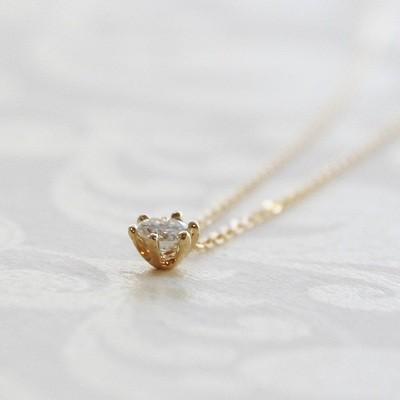 ネックレス ダイヤモンド レディース 一粒 K18 ペンダント 0.10ct 