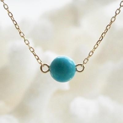 ネックレス レディース ターコイズ K18 一粒 ペンダント 18K 18金