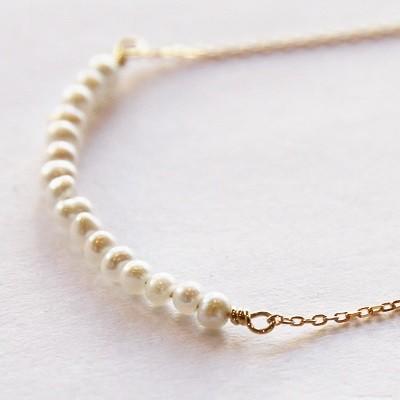 ネックレス レディース パール U字 ペンダント K18 18K 18金 ゴールド WG ホワイトゴールド 淡水 真珠 バー 女性 おしゃれ 重ね付け メール便 送料無料_2