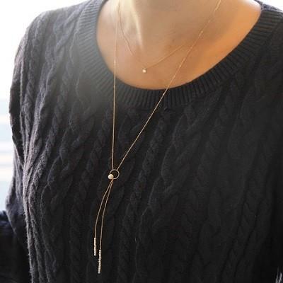 ロングネックレス パール Y字 チェーン K18 18K 18金 ゴールド WG 