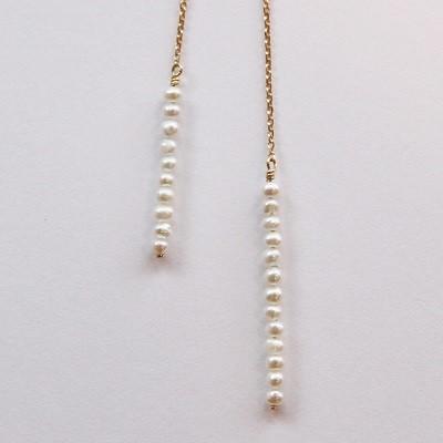 ロングネックレス パール Y字 チェーン K18 18K 18金 ゴールド WG 