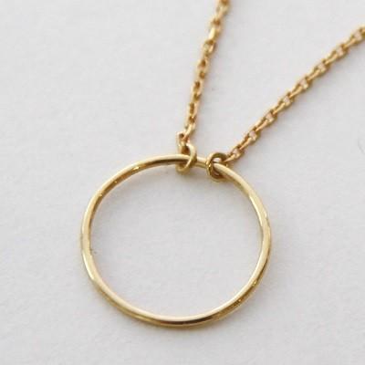 ネックレス レディース 18金 シンプル サークル ペンダント リング K18 18K ゴールド PG WG ピンクゴールド プラチナ 華奢 細い 細め 女性の画像