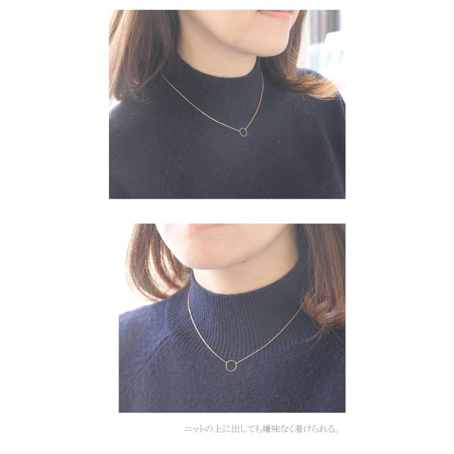 ネックレス レディース 18金 シンプル サークル ペンダント リング K18 18K ゴールド PG WG ピンクゴールド プラチナ 華奢 細い 細め 女性の画像