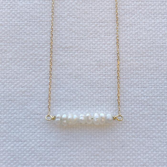 ネックレス レディース パール ミニバー K18 18K 18金 ゴールド WG 