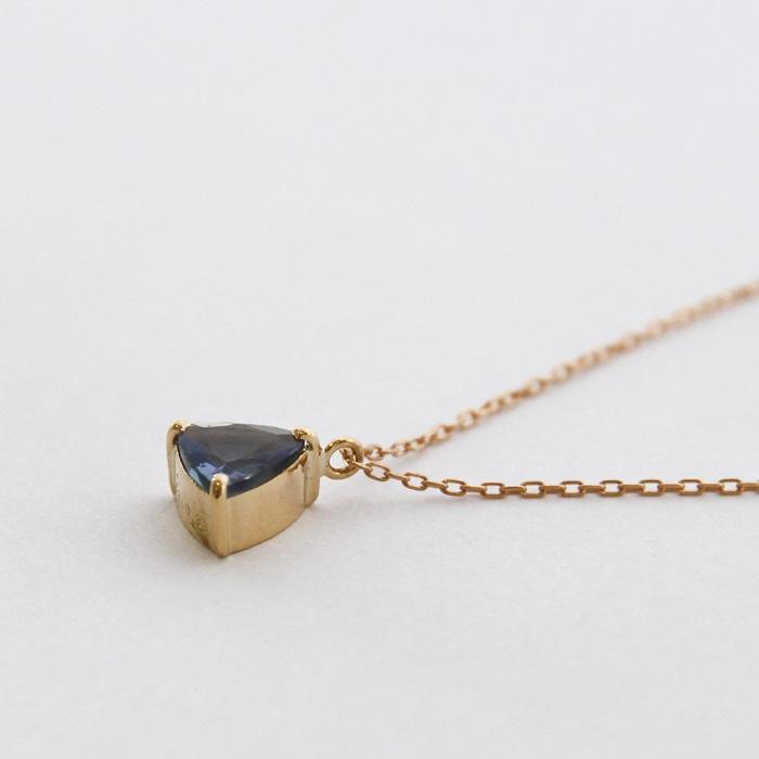 ネックレス レディース タンザナイト K18 一粒 ペンダント 0.38ct 18K 18金 ゴールド トリリアントカット 青 紫 パープルブルー 女性 おしゃれの画像