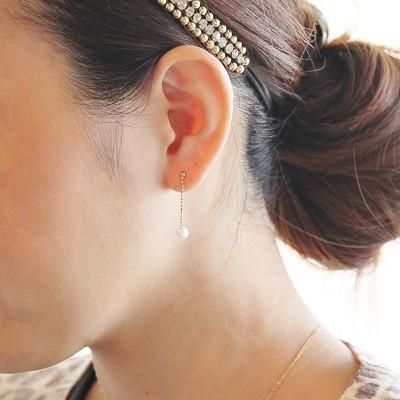 K18 淡水 パール ぶら下がり スウィング ピアス 18K 18金 ゴールド 