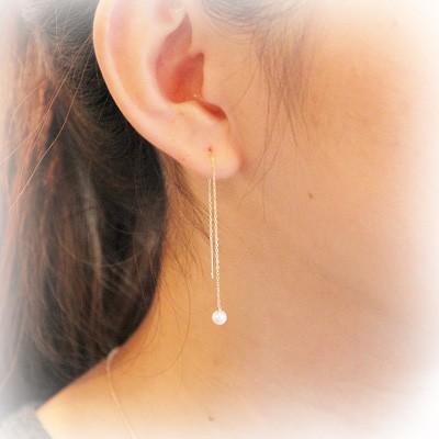 新品　K18 淡水パール　アメリカンピアス ピアス レディース パール アメリカン K18 淡水 4.0mm珠 18K 18金