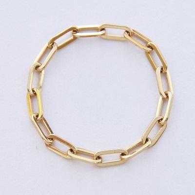 チェーンリング 荒角小豆 リング 指輪 レディース K18 WG ゴールド