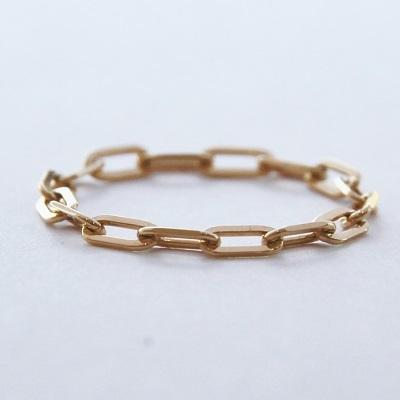 チェーンリング 荒角小豆 リング 指輪 レディース K18 WG ゴールド