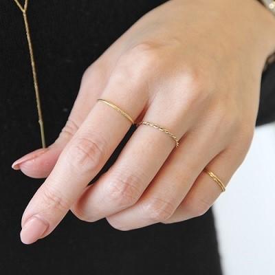 18金リング　ツイスト ツイストリング ラインリング 2連リング クロスリング 指輪 ゴールド