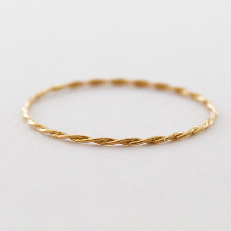 ゴールド ツイストリング　k18 極細　太さ1mm 重量0.37mg ツイストリング ゴールド 18K GP K18 CZ レディース ゴールドリング