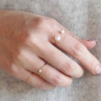 K18YG・WG・PG&淡水パールのリング