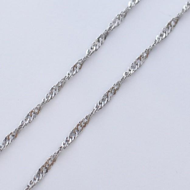 ネックレス チェーン スクリュー 18金 WG ホワイトゴールド 0.25φ×1.4mm幅 36cm 37cm 38cm 40cm 42cm 45cm 50cm 60cm 80cm K18 18K レディース メンズの画像