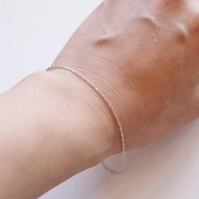 ブレスレット チェーン スクリュー 18金 0.18φ×1.0mm幅 15cm 16cm 17cm 18cm 19cm 20cm K18 18K WG ゴールド ホワイトゴールド レディース メンズの画像