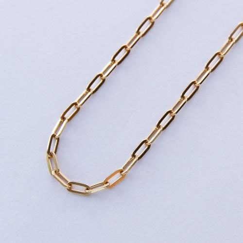 ネックレス チェーン 荒角小豆 18金 ゴールド 0.6mm × 2.1mm幅 ネックレス チェーン 荒角小豆 18金 ゴールド 0.6mm × 2.1mm幅
