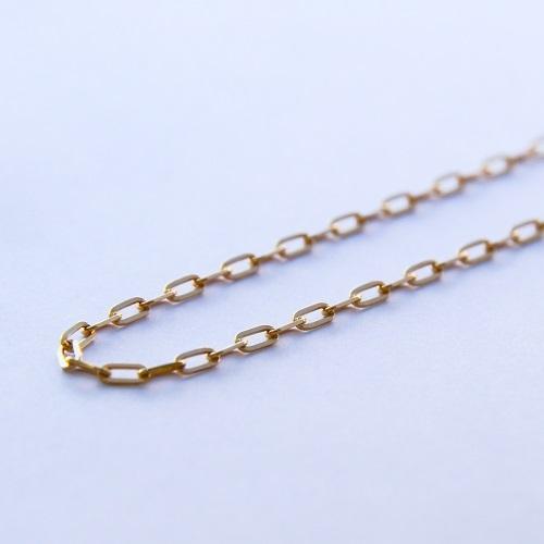 ネックレス チェーン 荒角小豆 18金 ゴールド 0.6mm × 2.1mm幅 36cm  