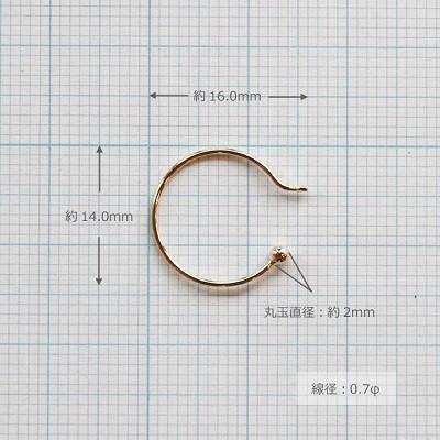 ピアス 丸型 サークル フック パーツ K18 ゴールド 0.7φ 1ペア 金具 18K 18金 チャーム フープ アレルギー用 手作り メール便 送料無料の画像