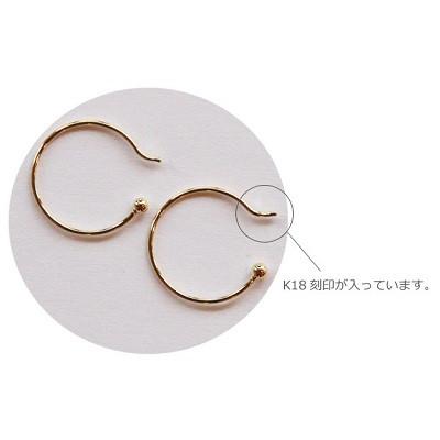ピアス 丸型 サークル フック パーツ K18 ゴールド 0.7φ 1ペア 金具 18K 18金 チャーム フープ アレルギー用 手作り メール便 送料無料の画像