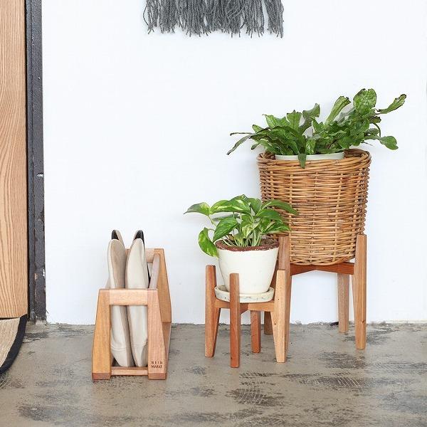 Creer ウッドポットスタンド 角脚 Φ12cm用 ナインマーケ マホガニー