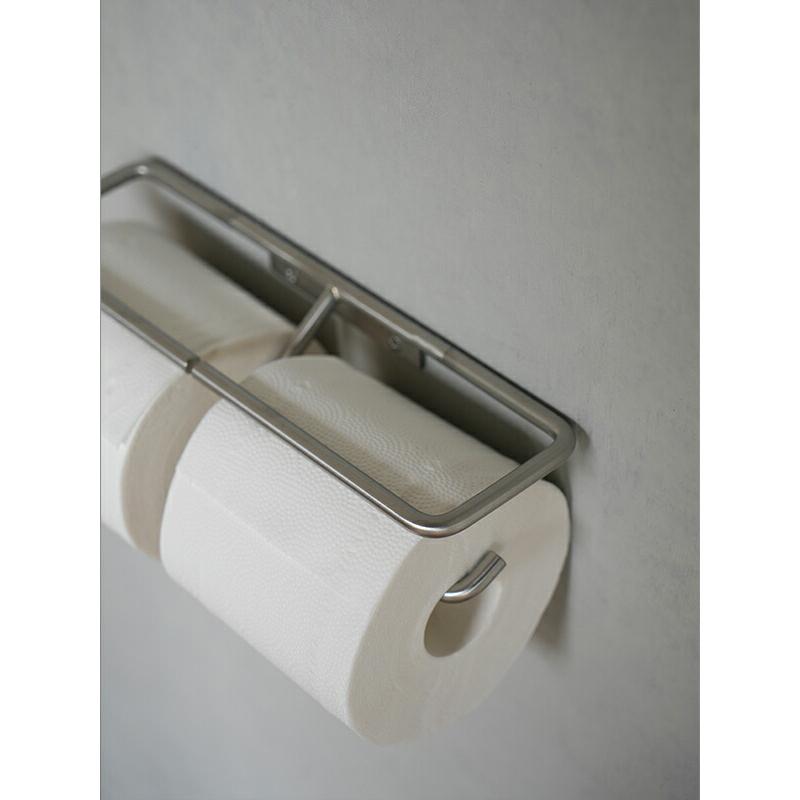 cream.70 ガス管ペーパーホルダー ダブル押さえ 鉄網棚付き 赤バルブ AXCIS（アクシス） トイレットペーパーホルダー ダブル ステンレス