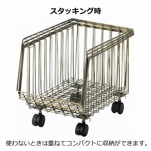 バスケットワゴン　ゴールド 東谷 スタッキングワゴン 4D ゴールド ブラック アンティーク ワイヤー