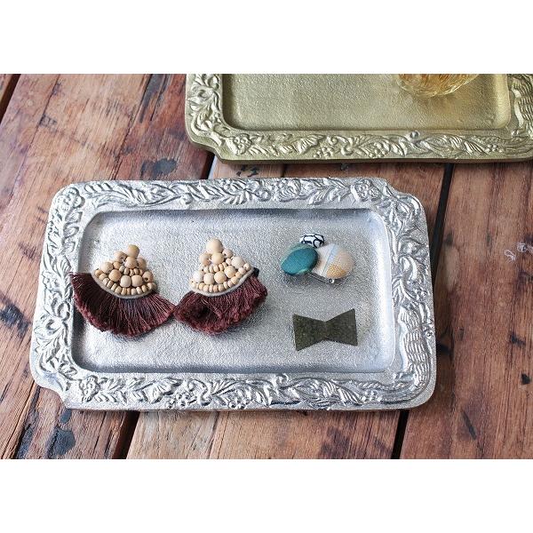 トレー トレイ アルミボタニカル レリーフトレイ ゴールド シルバー